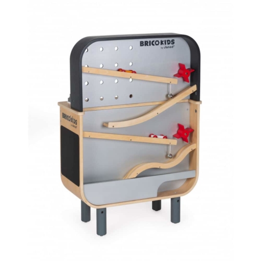Janod BricoKids Reversible Workbench/Racing Track with 2 Cars - Image 2