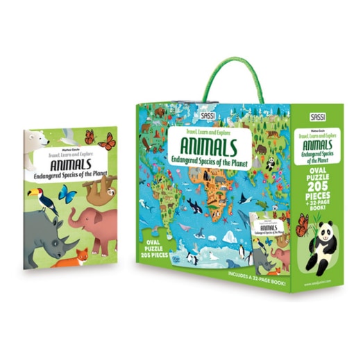 Sassi® Travel, Learn and Explore - Puzzle and Book Set - Endangered Species of the Plan - Image 2