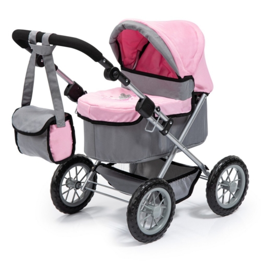 Bayer Trendy Pram Grey with Pink Trim and Butterfly Motif
