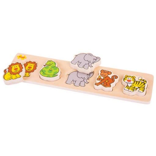 Bigjigs Chunky Lift and Match Safari Puzzle