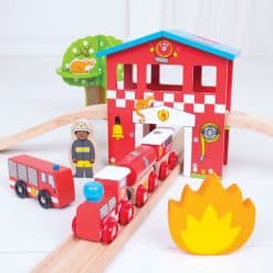 Bigjigs Fire Station Train Set