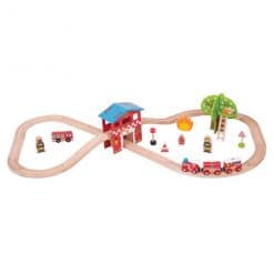 Bigjigs Fire Station Train Set