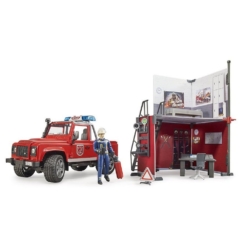 Bruder Bworld Fire Station with Land Rover Defender and Fireman