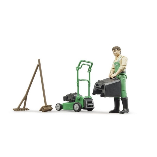Bruder Bworld Gardener with Lawn Mower and Equipment - Image 2