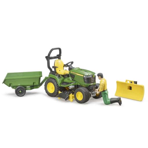 Bruder® Bworld John Deere Lawn Tractor with Trailer and Gardener - Image 3