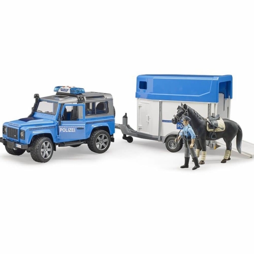 Bruder Land Rover Defender Police Vehicle with Horse Trailer - Image 2