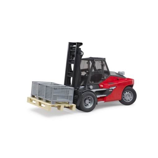 Bruder Linde HT160 Forklift with Pallet and 3 Cages - Image 3