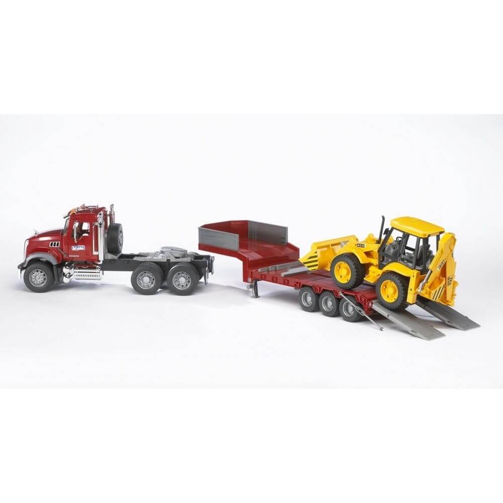 Bruder Mack Granite Low Loader with JCB 4CX Backhoe - Image 2