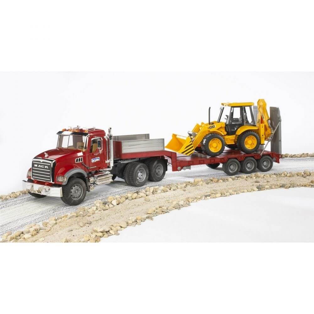 Bruder Mack Granite Low Loader with JCB 4CX Backhoe - Image 4