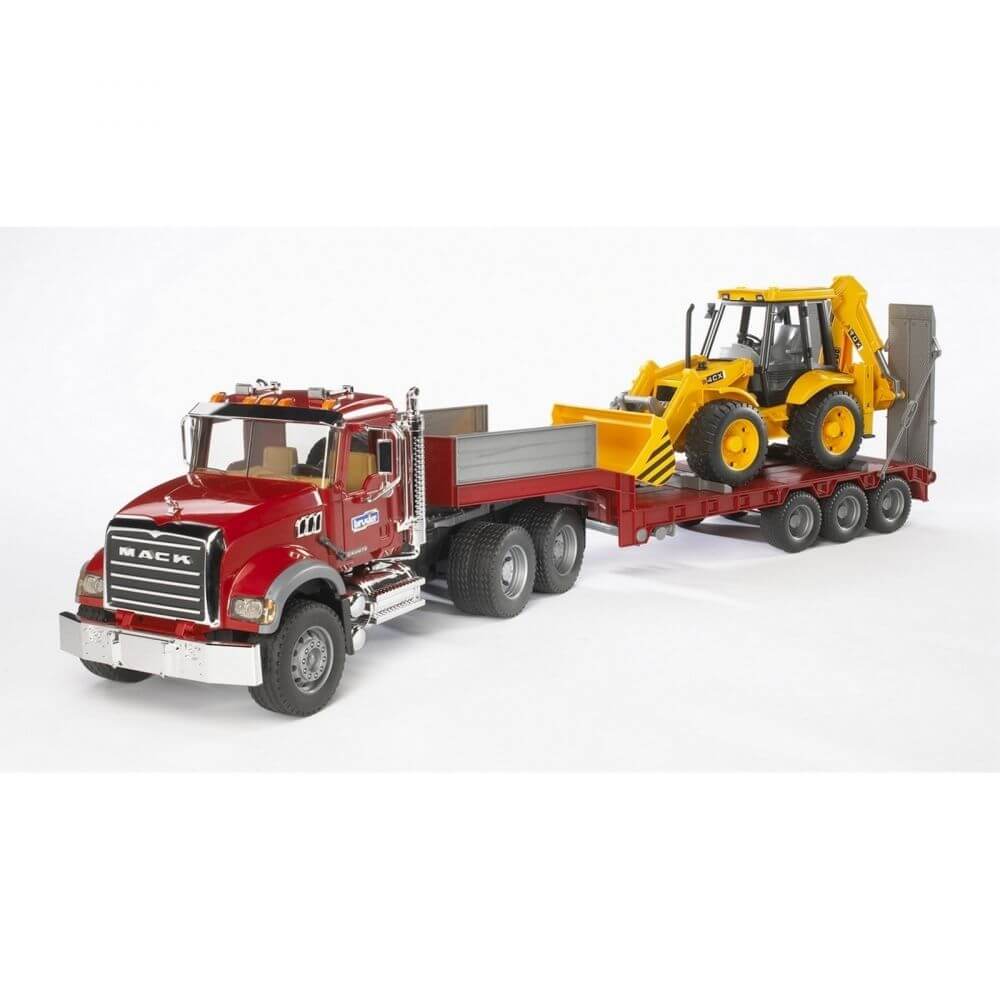 Bruder Mack Granite Low Loader with JCB 4CX Backhoe - Image 5