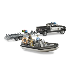 Bruder RAM 2500 Police Pickup and Trailer with Boat and Figures