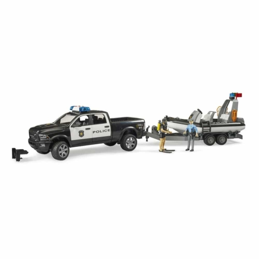 Bruder® RAM 2500 Police Pickup and Trailer with Boat and Figures - Image 3