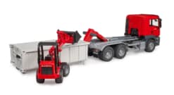 Bruder Toys MAN TGS Truck with Roll-Off Container and Schaeff Compact Loader