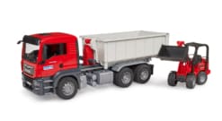 Bruder Toys MAN TGS Truck with Roll-Off Container and Schaeff Compact Loader