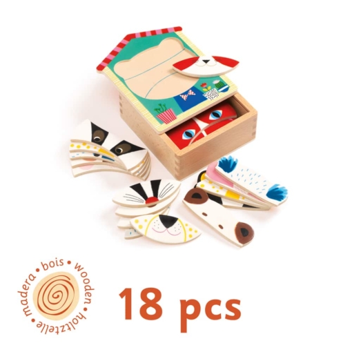 Djeco Face Mix Wooden Puzzle Set