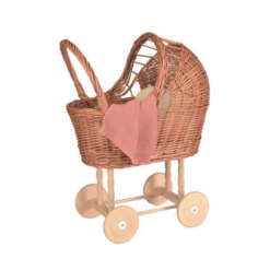 Egmont Wicker Pram with Knitted Blanket