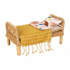 Fabelab Doll's Rattan Bed and Bedding Mattress Set