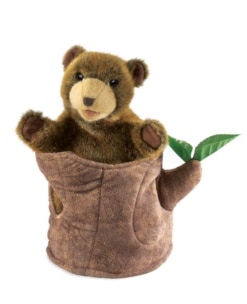 Folkmanis Bear In Tree Stump Puppet