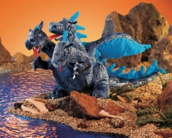 Folkmanis Blue 3 Head Dragon Puppet