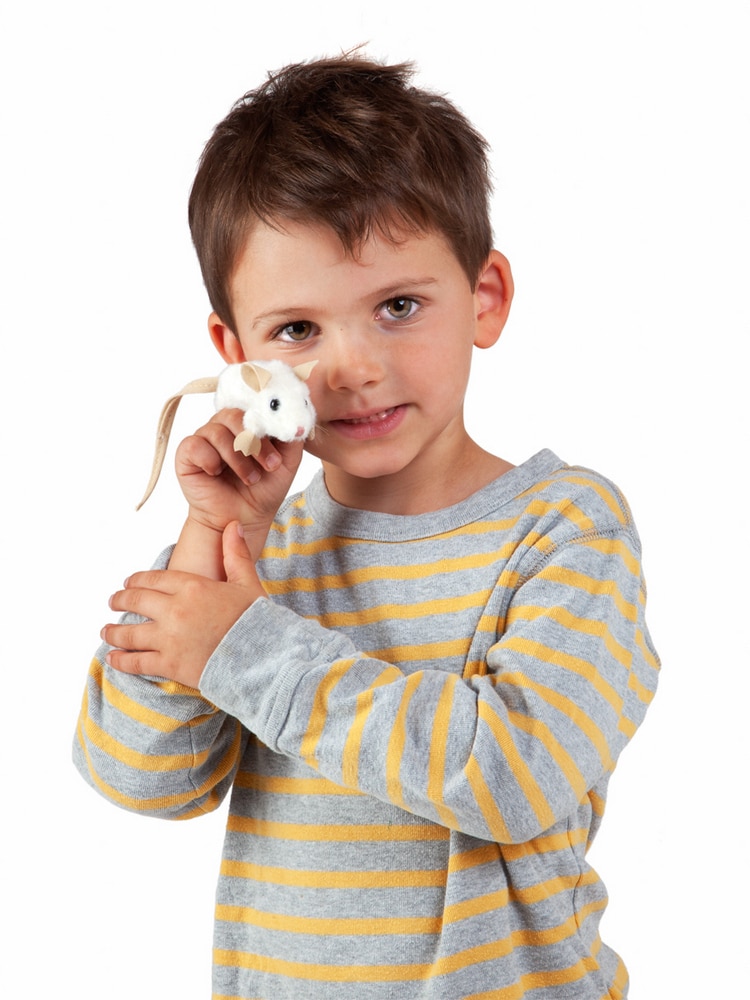 Folkmanis Pack of 4 Mini White Mouse Finger Puppets