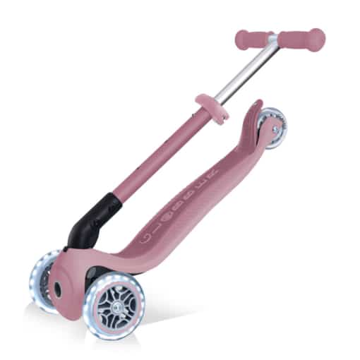 Globber Ecologic Junior Foldable Scooter with Light Up Wheels - Berry