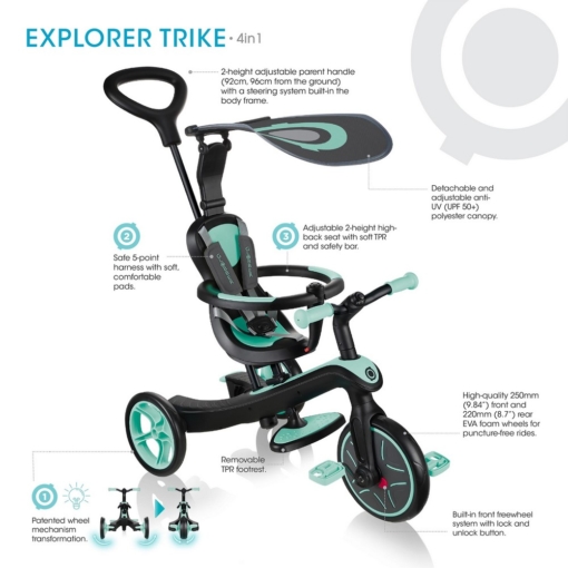 Globber Explorer Trike 4 in 1 Red - Image 6