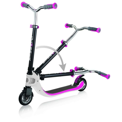 Globber Scooter Flow 125 Foldable 2 Wheel Scooter White/Pink - Image 2