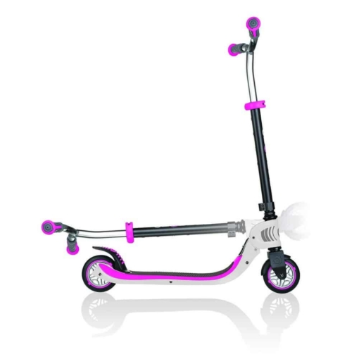 Globber Scooter Flow 125 Foldable 2 Wheel Scooter White/Pink - Image 3