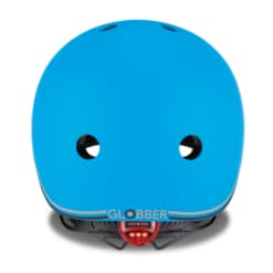 Globber Sky Blue Kids Helmet fits head 51-55cm with Flashing Safety Light