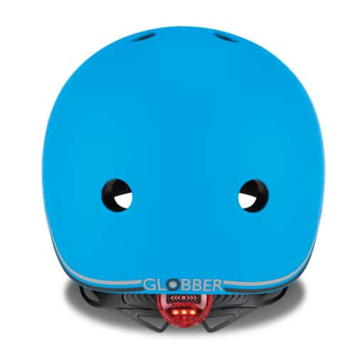 Globber Sky Blue Kids Helmet fits head 51-55cm with Flashing Safety Light