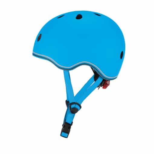Globber Sky Blue Kids Helmet fits head 51-55cm with Flashing Safety Light