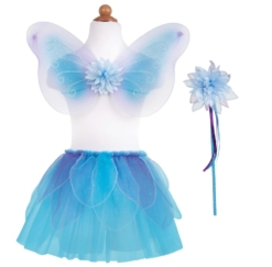 Great Pretenders Blue Fancy Flutter Skirt with Wings & Wand - Size 4-6