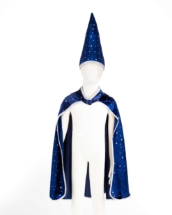 Great Pretenders Blue & Silver Sparkle Wizard Cape & Hat - Size 4-6