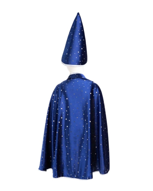 Great Pretenders Blue & Silver Sparkle Wizard Cape & Hat - Size 4-6
