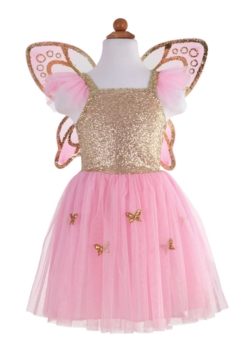 Great Pretenders Gold Sequins Butterfly Dress & Wings - Size 5-7