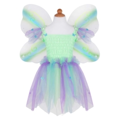 Great Pretenders Green Butterfly Dress & Wings with Wand - Size 5-6