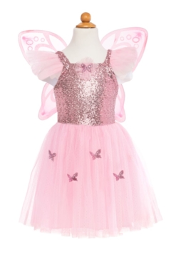 Great Pretenders Pink Sequins Butterfly Dress & Wings - Size 5-7