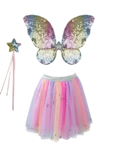 Great Pretenders Rainbow Sequins Skirt with Wings & Wand - Size 4-6
