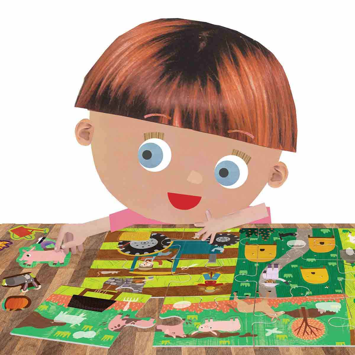 Headu Puzzle + Stickers The Farm