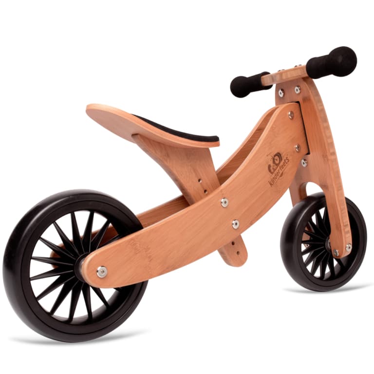 Kinderfeets Tiny Tot Bamboo Balance Bike with Slate Helmet