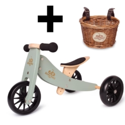 Kinderfeets Tiny Tot 2 in 1 Sage Bike with Basket