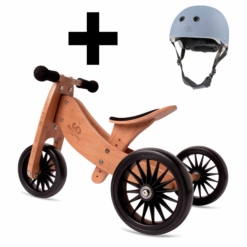 Kinderfeets Tiny Tot Bamboo Balance Bike with Slate Helmet