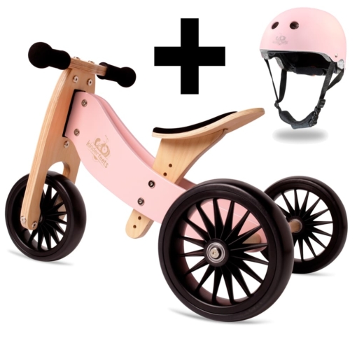 Kinderfeets Tiny Tot * PLUS * 2 in 1 Trike Rose and Helmet Bundle