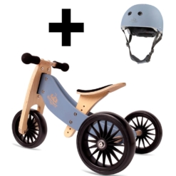 Kinderfeets Tiny Tot PLUS Slate Blue trike and Helmet Bundle