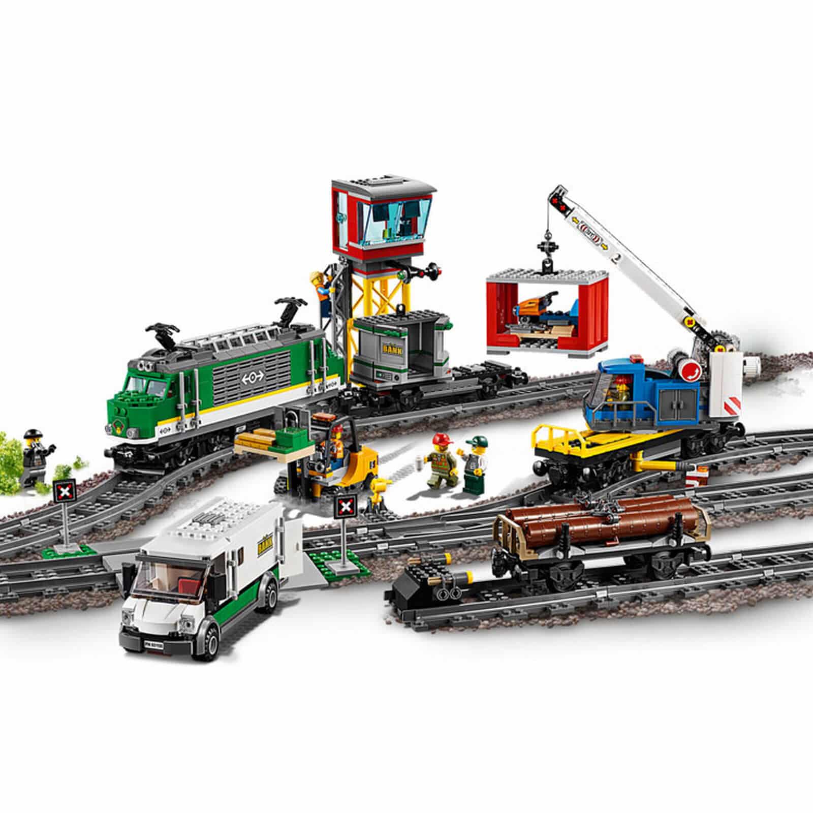 green lego cargo train