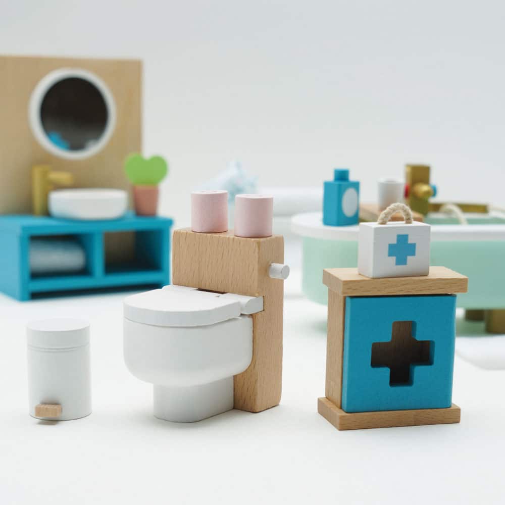 Le Toy Van Daisylane Bathroom Furniture Set: Eco-Friendly Dollhouse ...