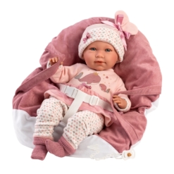 Llorens Crying Baby Doll Emma with Baby Carrier 42cm
