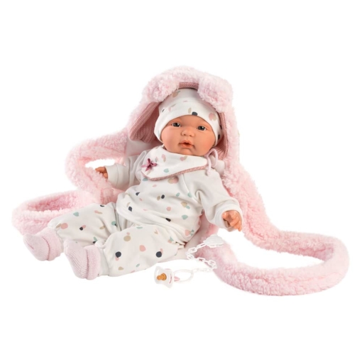 Llorens Crying Baby Doll Joelle with Baby Carrier 38cm