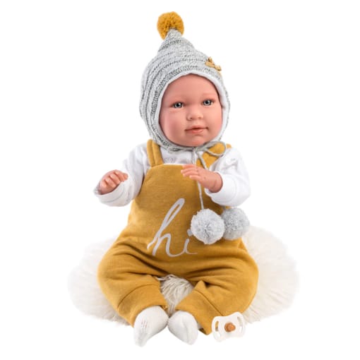 Llorens Crying Baby Doll Lucy with Gray Blanket and Heart Cushion 42cm