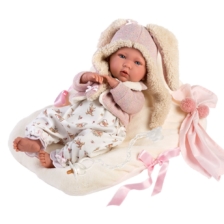 Llorens Crying Baby Doll Mimi Bunny with Cushion 42cm